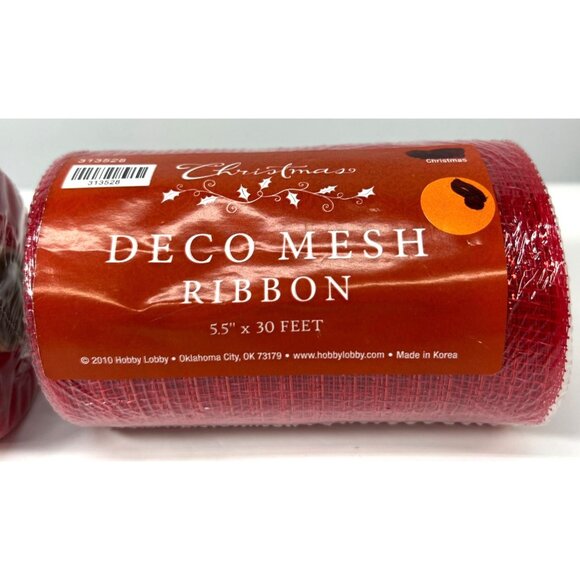 3 Christmas Deco Spools Of Mesh Ribbon 5.5" X 30 Ft Polypro Mesh Weatherproof 2 - Picture 2 of 7